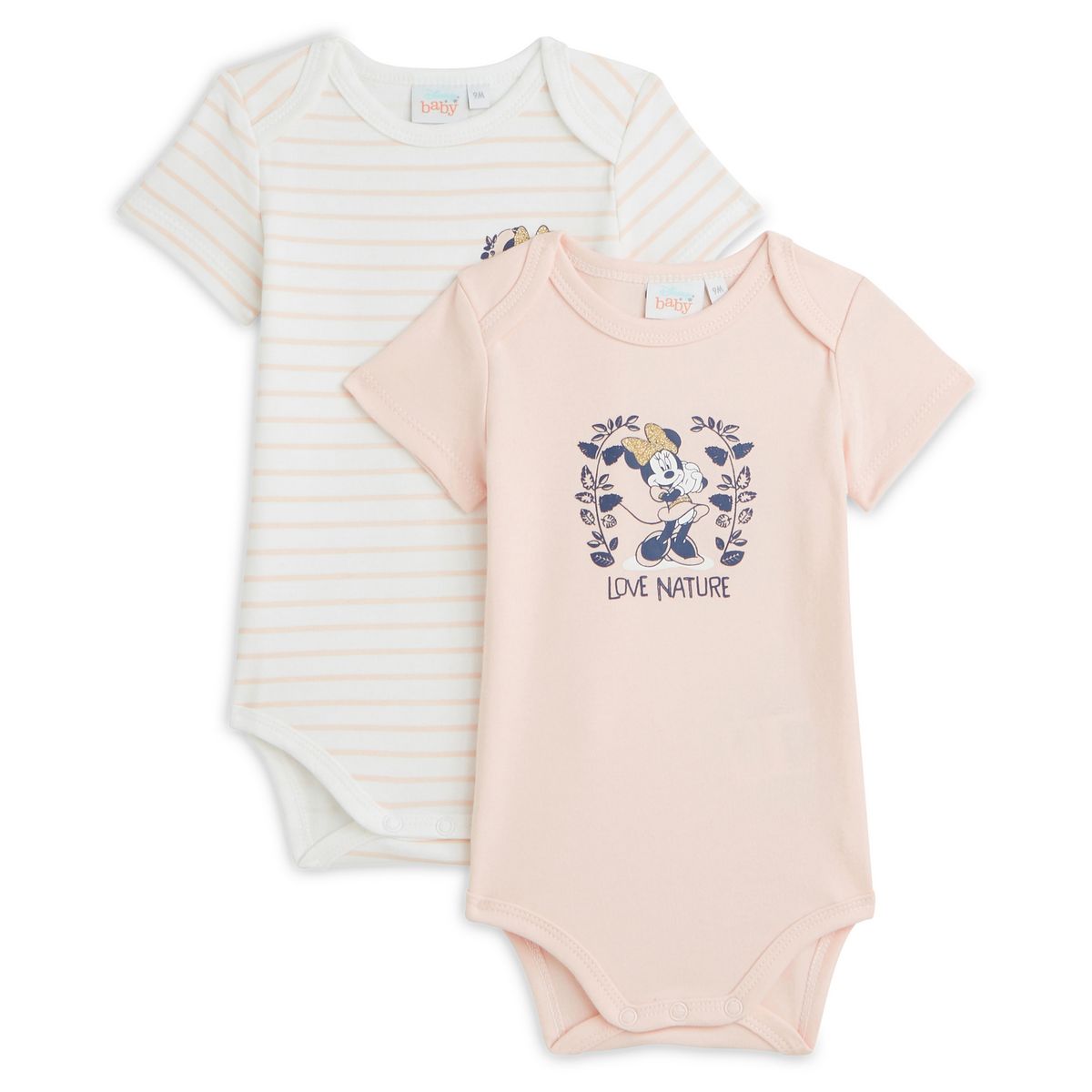 INEXTENSO Lot de 2 bodies manches courtes bébé fille