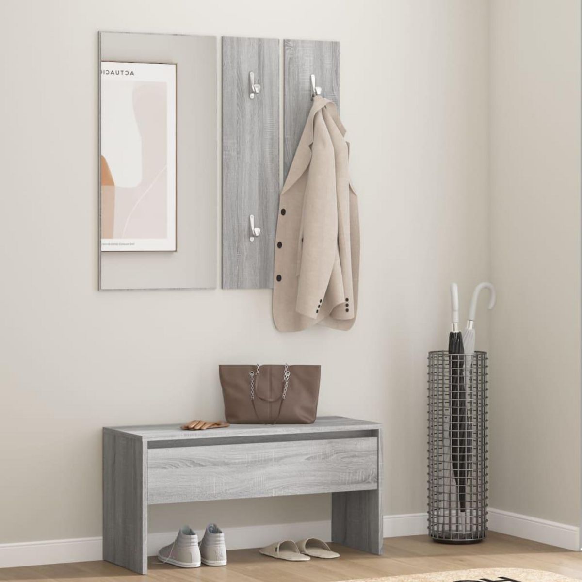 VIDAXL Ensemble de meubles de couloir Sonoma gris Bois d'ingenierie