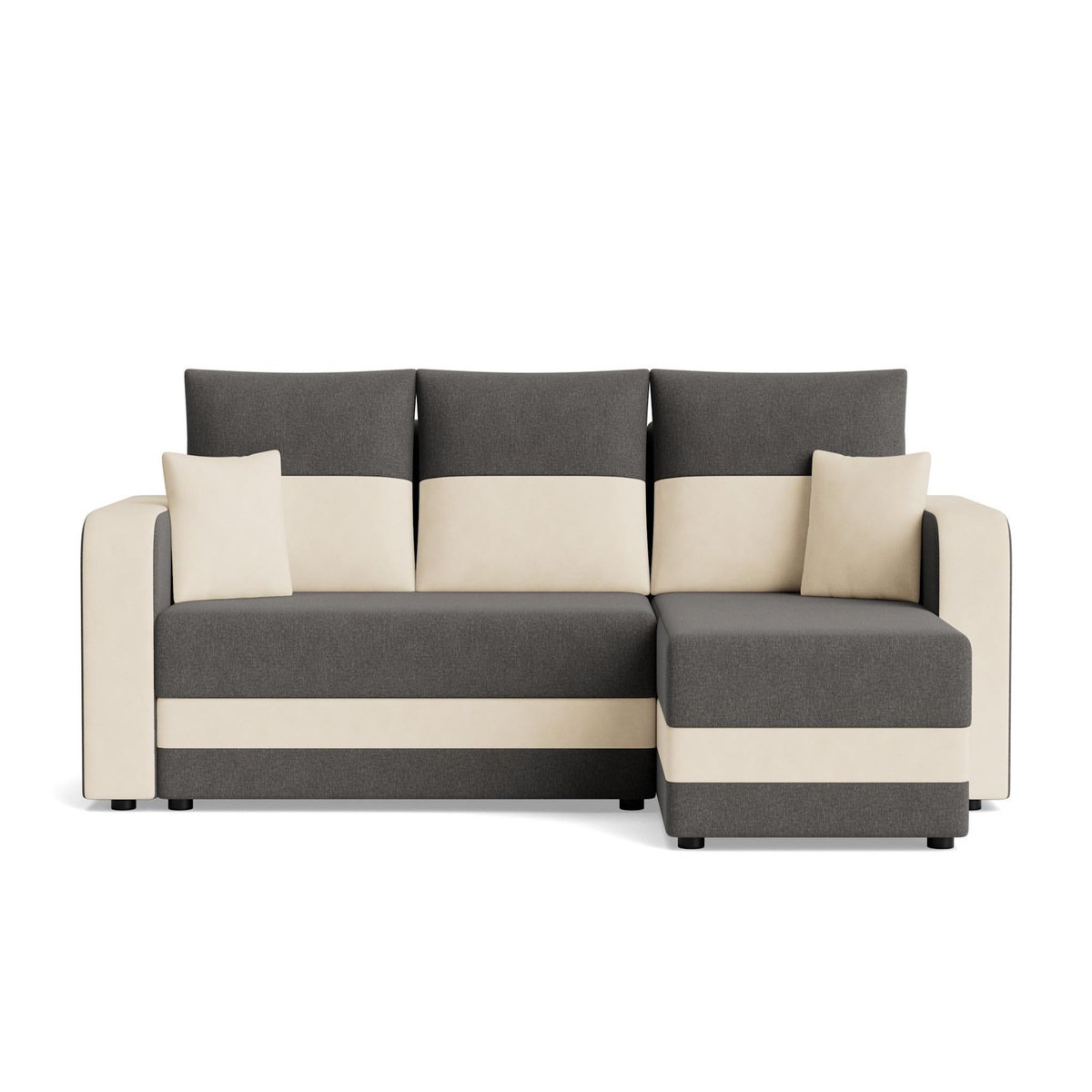 BEST MOBILIER Harvey - canapé panoramique en u 7 places convertible avec coffre en tissu bicolore
