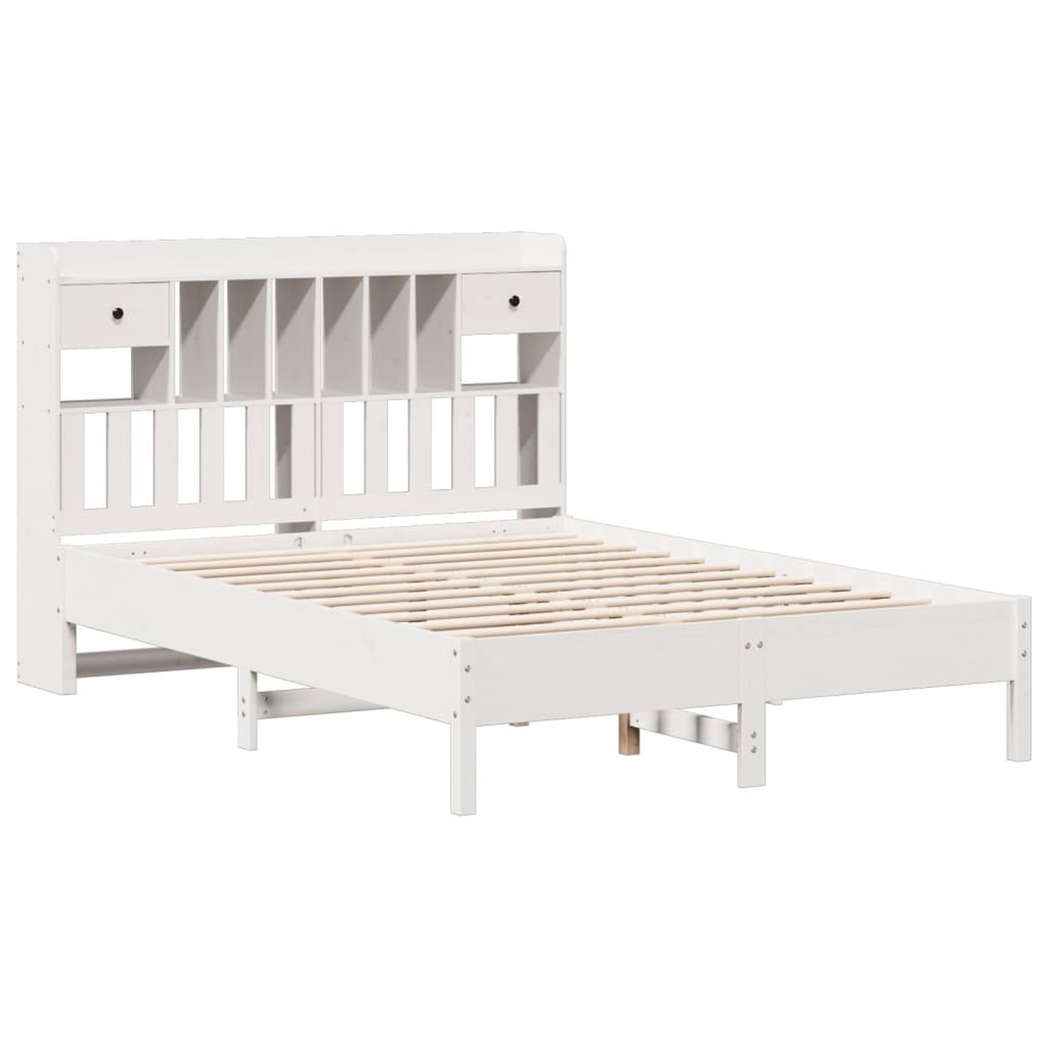 Voir la diapositive 3 : VIDAXL Lit bibliotheque sans matelas blanc 135x190 cm bois pin massif