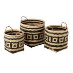 Paris Prix Lot de 3 Paniers de Rangement Rotin  Baudoin  39cm Naturel & Noir