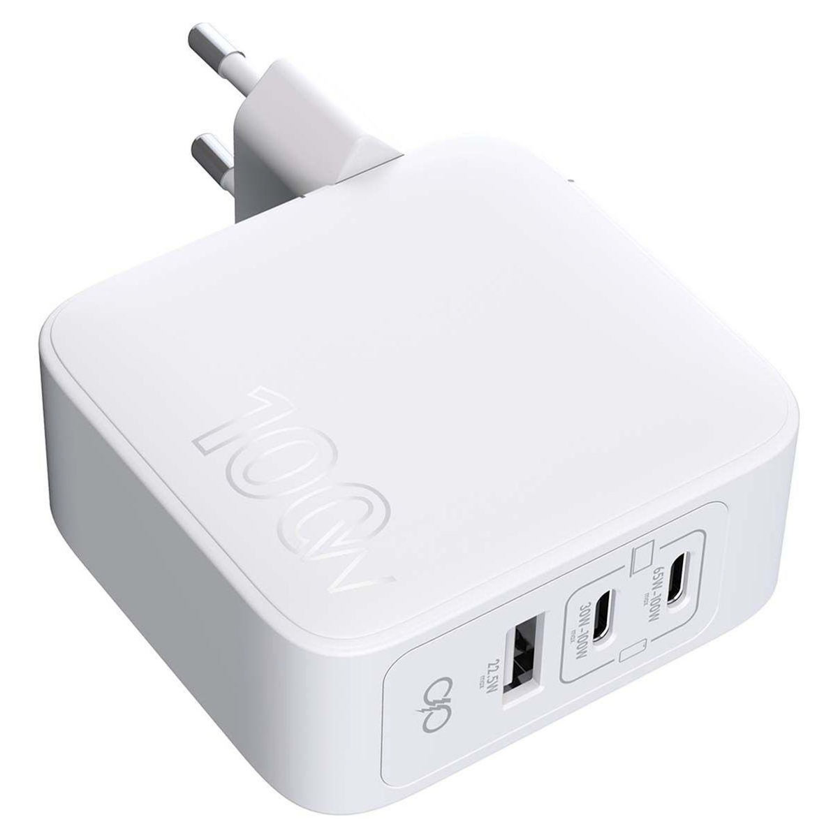 FORCE POWER Chargeur ordinateur portable 100W USB-A + 2 USB-C GaN Noir