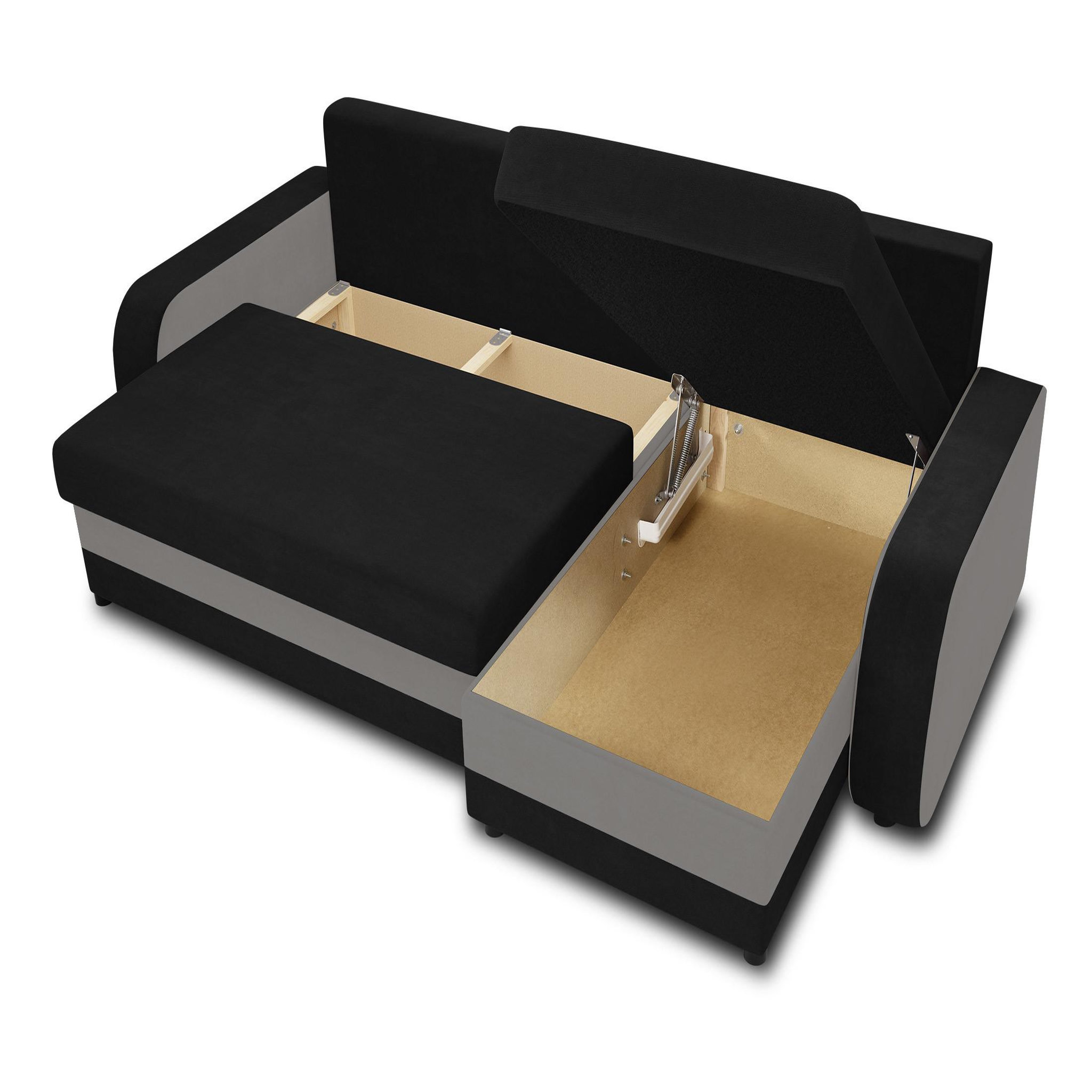 Voir la diapositive 3 : BEST MOBILIER Valos - canapé d'angle réversible - 4 places - convertible avec coffre - en velours