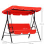 Voir la diapositive 3 : OUTSUNNY Balancelle de jardin 3 places toit inclinaison réglable coussins assise et dossier 1,72L x 1,1l x 1,52H m acier noir polyester rouge