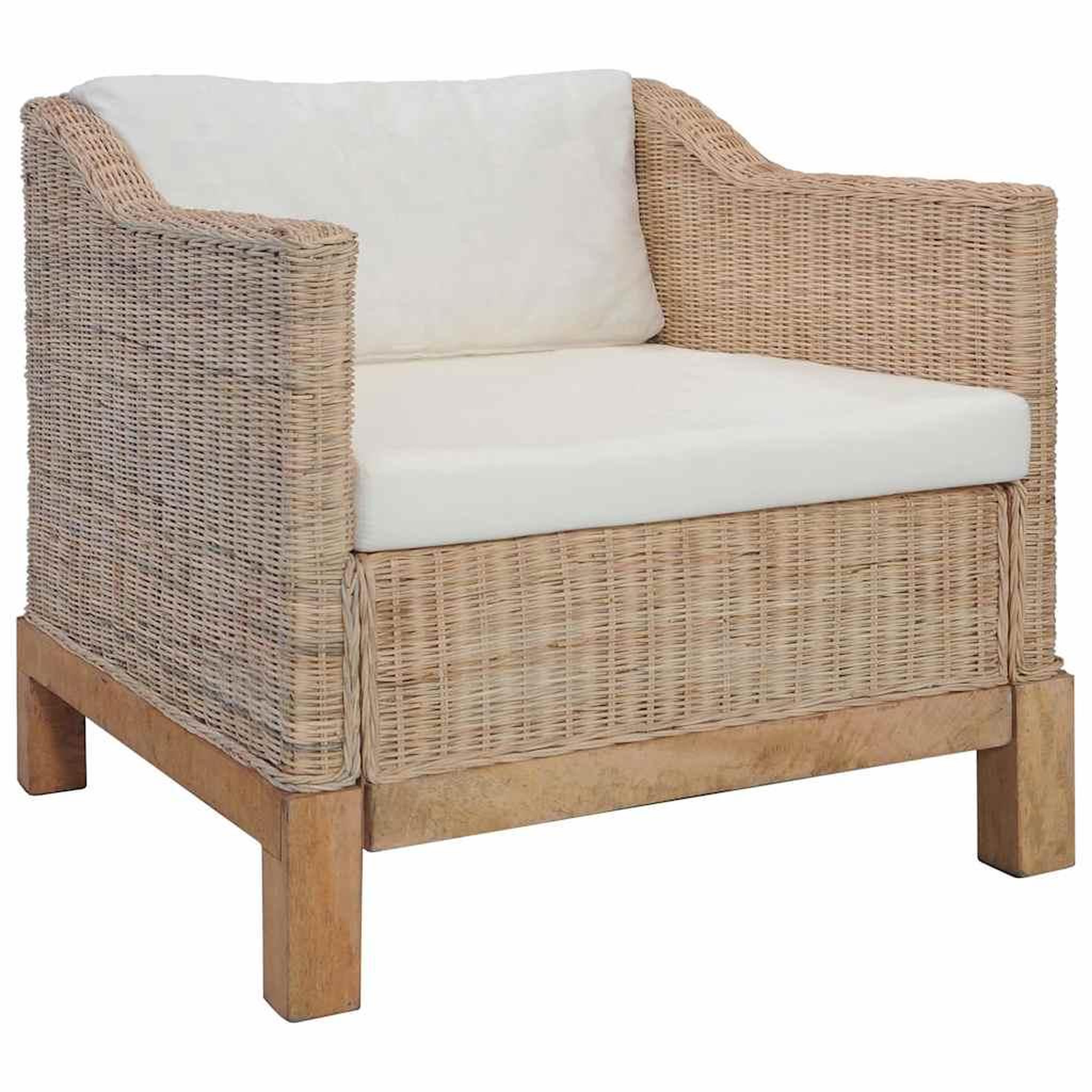 VIDAXL Fauteuil avec coussins rotin naturel