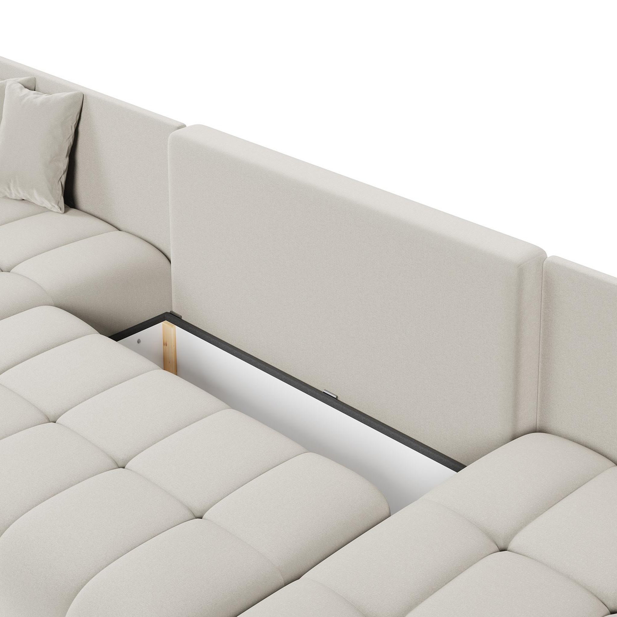Voir la diapositive 3 : BEST MOBILIER Petra - canapé panoramique en u - 7 places - convertible - avec coffre - en velours