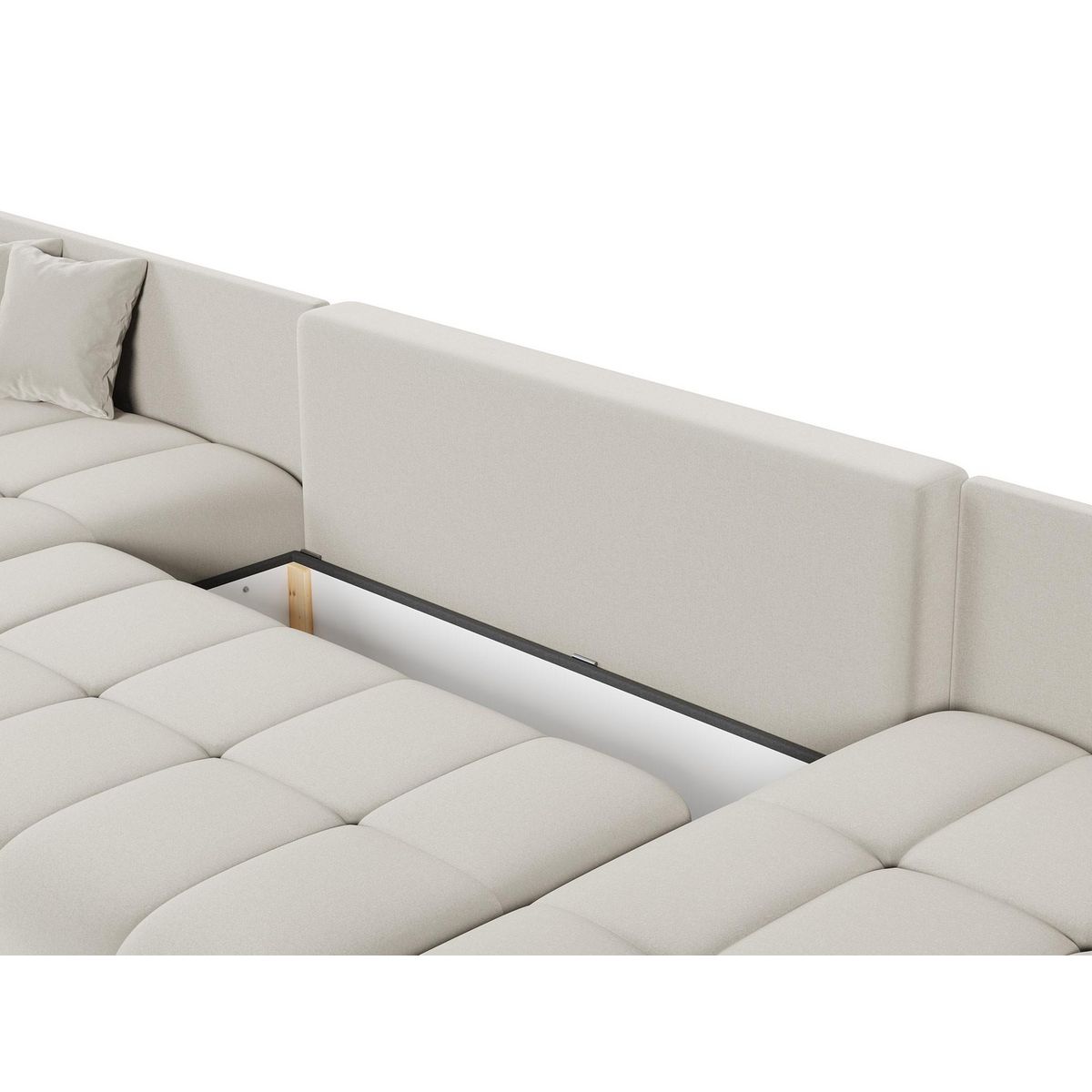 BEST MOBILIER Petra - canapé panoramique en u - 7 places - convertible - avec coffre - en velours