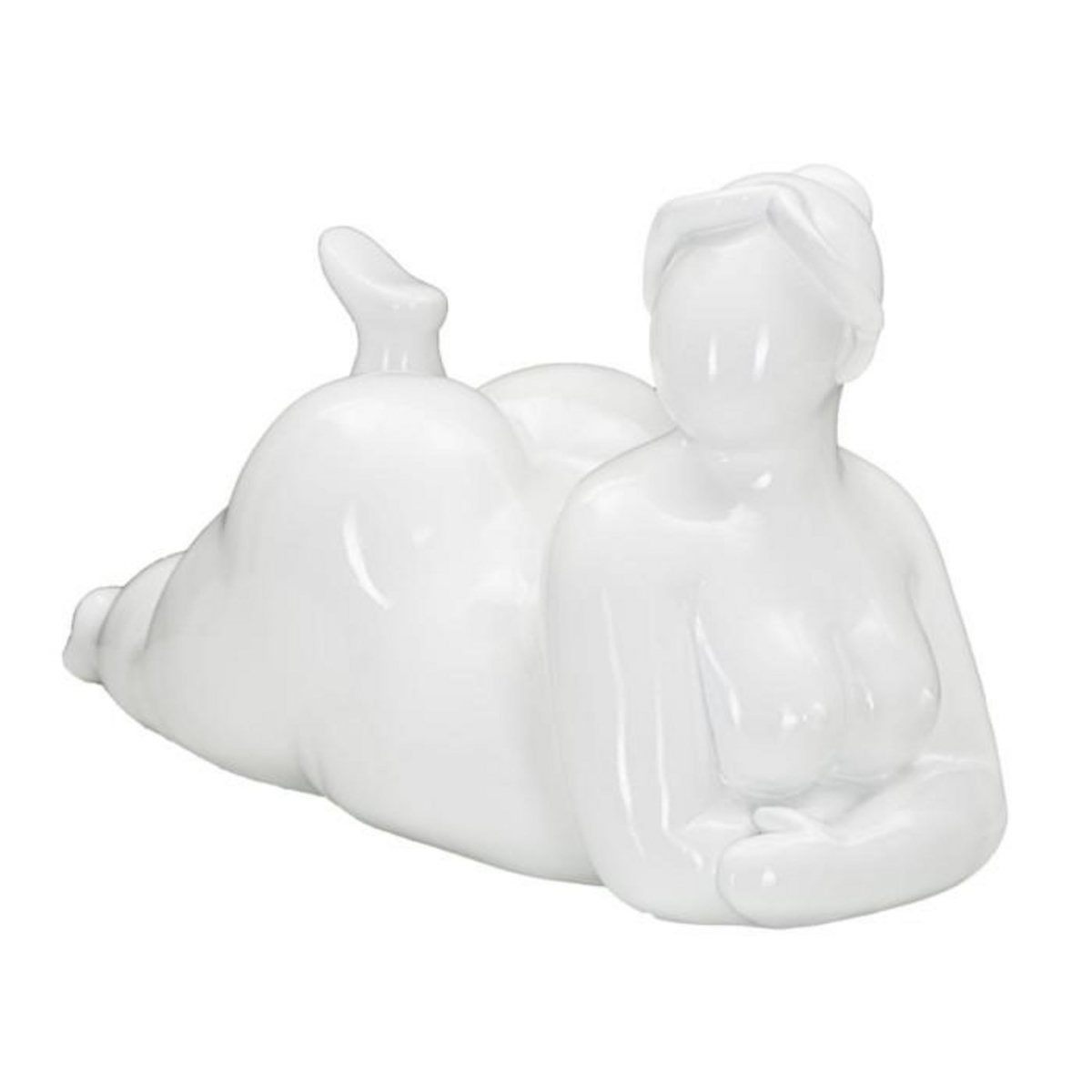 Paris Prix Statuette Femme Couchée en Résine  Yoga  32cm Blanc