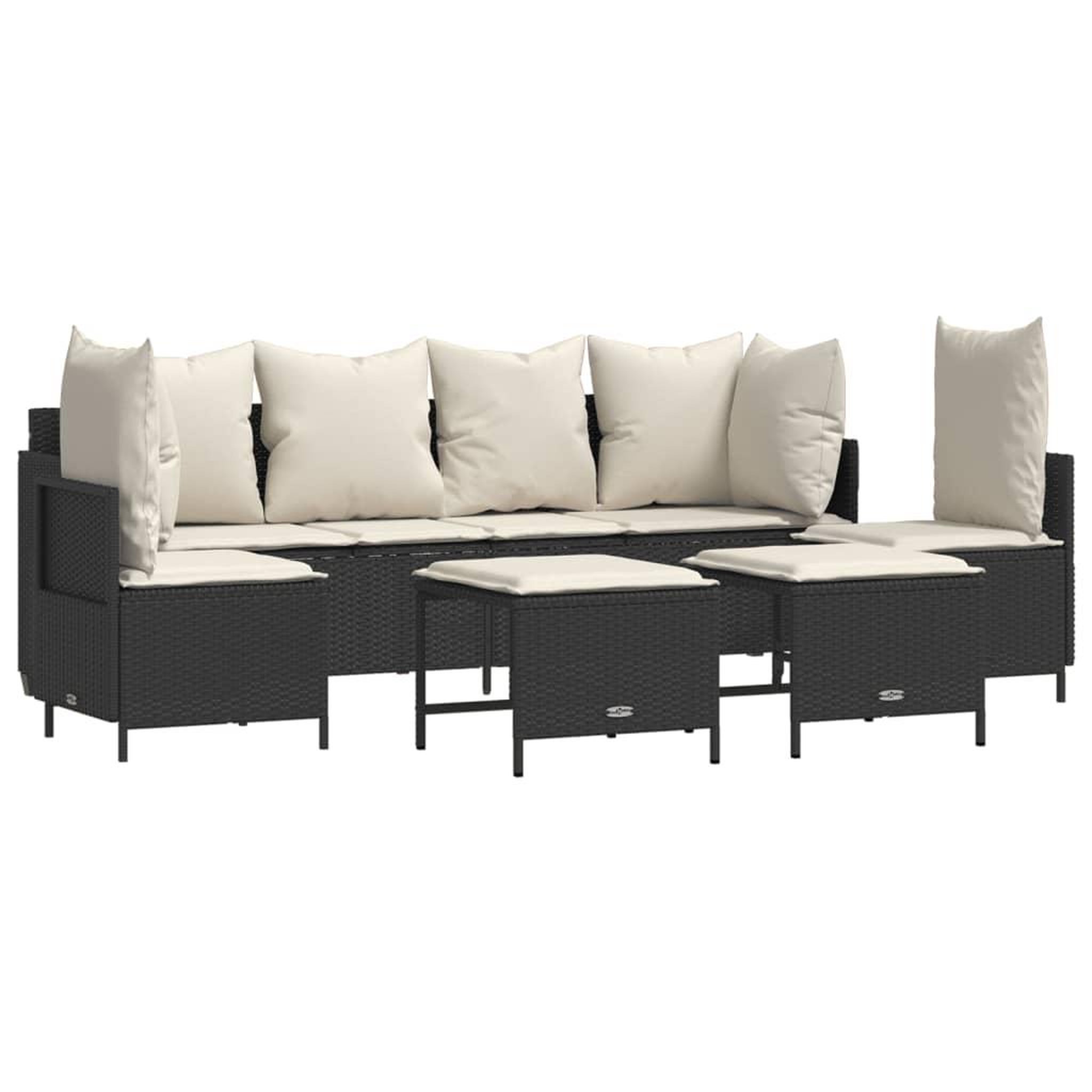 Voir la diapositive 2 : VIDAXL Salon de jardin 5 pcs avec coussins noir resine tressee