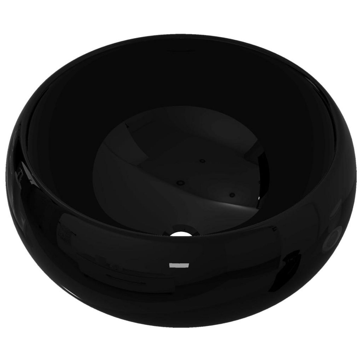 VIDAXL Lavabo rond Ceramique Noir 40 x 15 cm