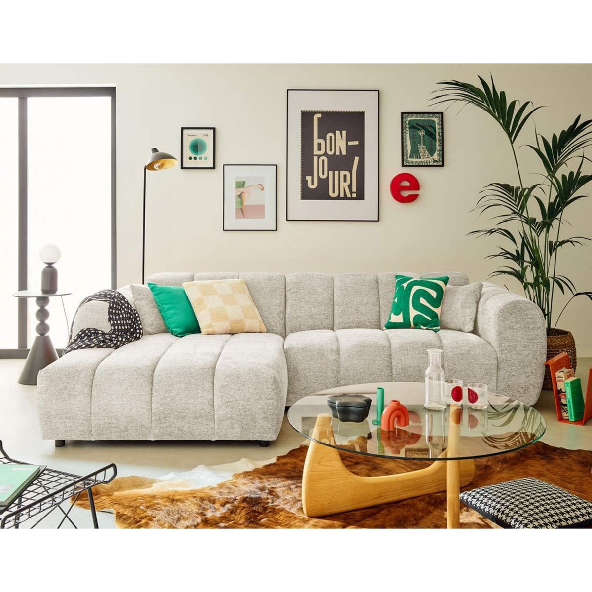 LISA DESIGN Curtis - canapé d'angle gauche 4 places en tissu texturé