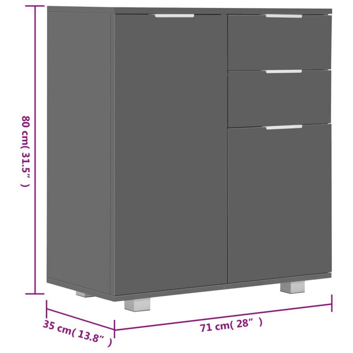 VIDAXL Buffet Gris brillant 71x35x80 cm Bois d'ingenierie