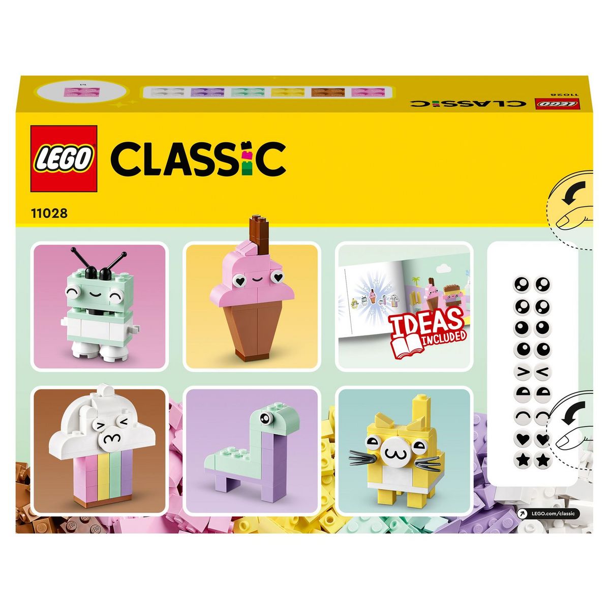 LEGO Classic 11028 - L&rsquo;amusement créatif pastel,  Jouets Briques pour Filles et Garçons Dès 5 Ans : Crème Glacée, Dinosaure, Chat et Plus