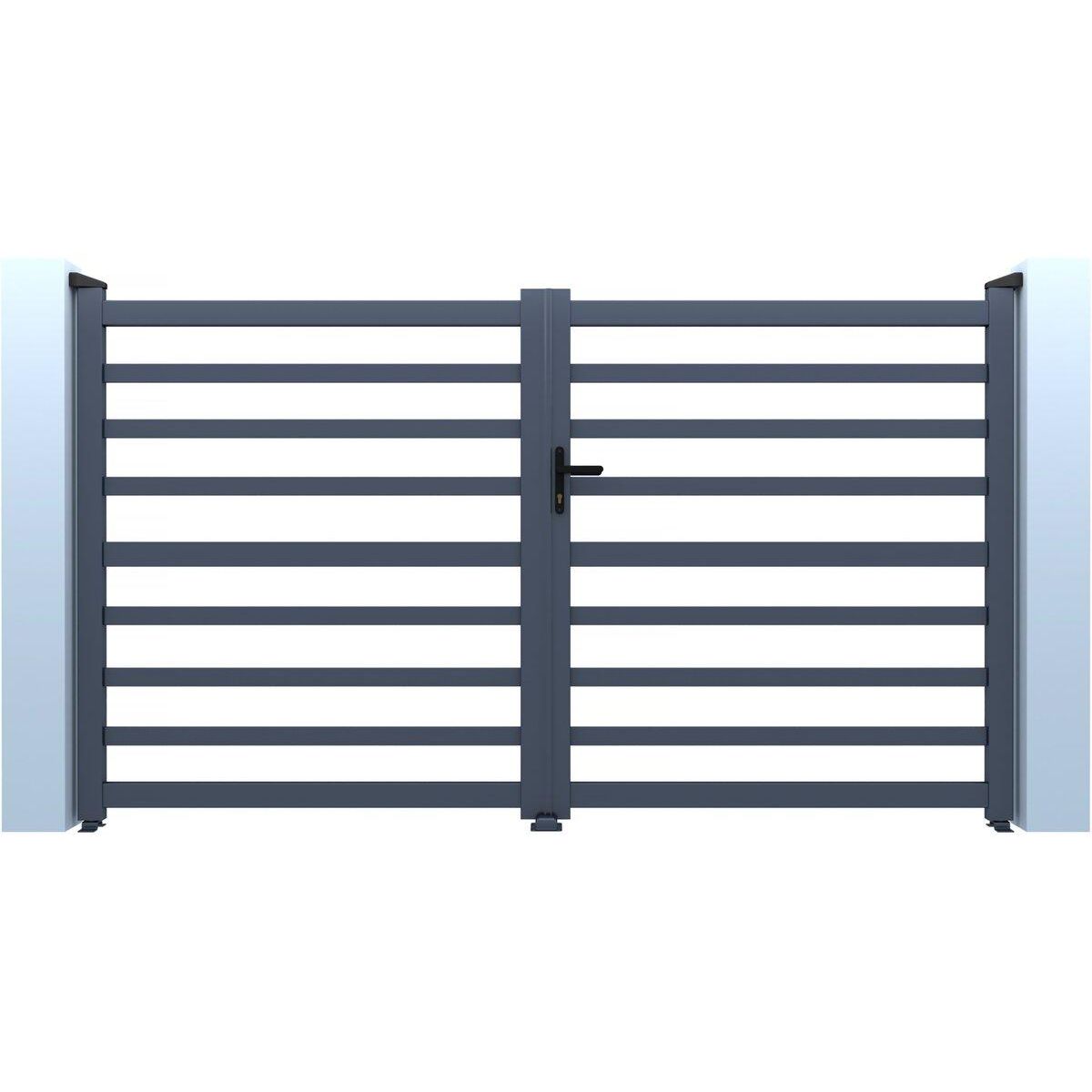 Habitat et Jardin Portail aluminium ajouré  Martin  - 340 x 180 cm - Gris