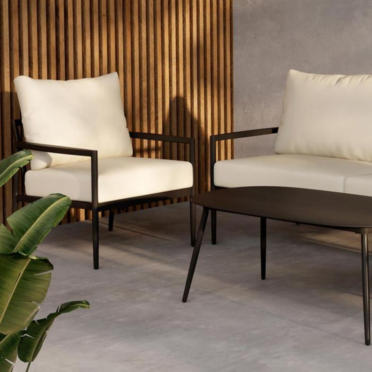 Paris Prix Salon de Jardin 4 Places  Taromina  176cm Noir