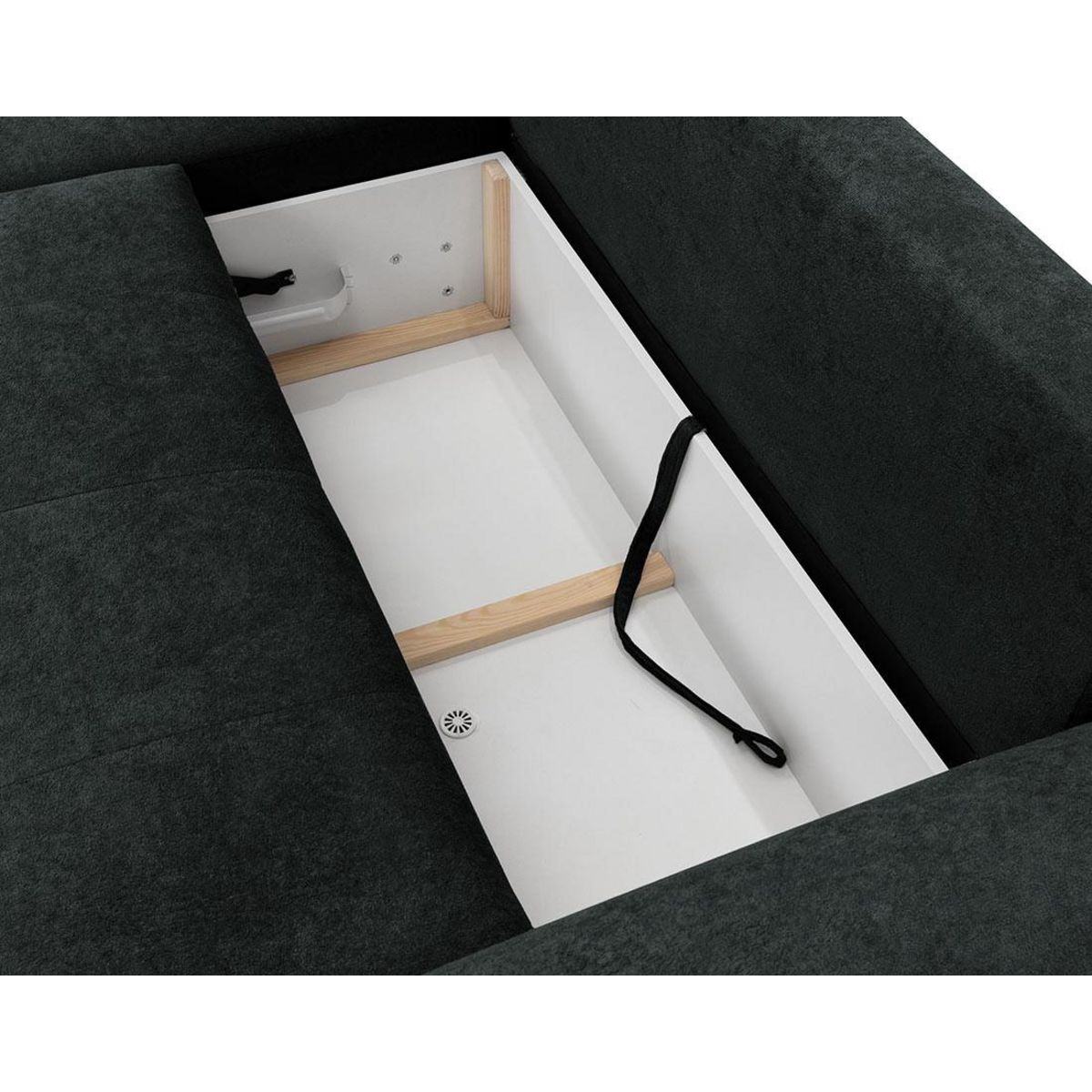 BEST MOBILIER Luzzio - canapé d'angle gauche 4 places convertible avec coffre en tissu texturé