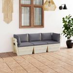 VIDAXL Canape palette a 3 places de jardin avec coussins Bois d'epicea