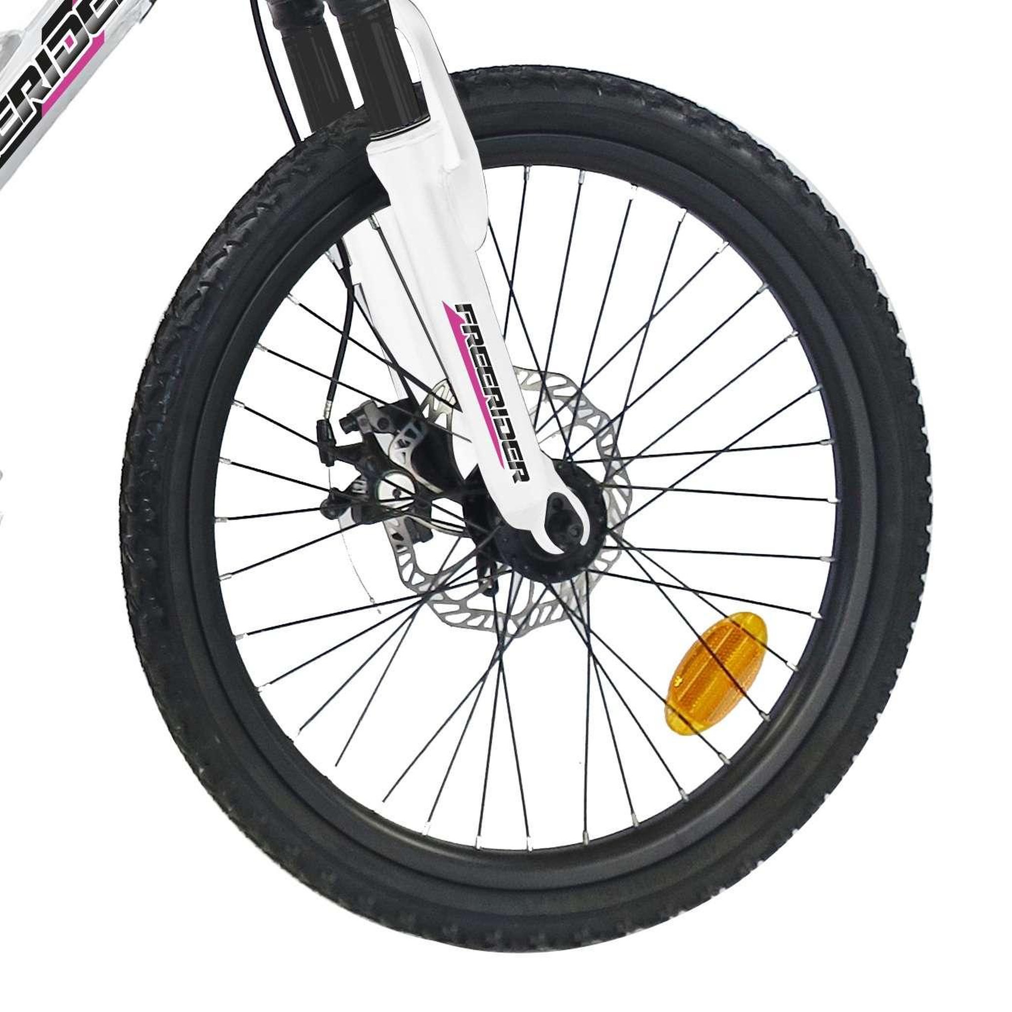 Voir la diapositive 5 : FREERIDER Vélo enfant - VTT 20'' Fille - Tout Suspendu - Frein à disque avant - 6 Vitesses - Dérailleur Shimano
