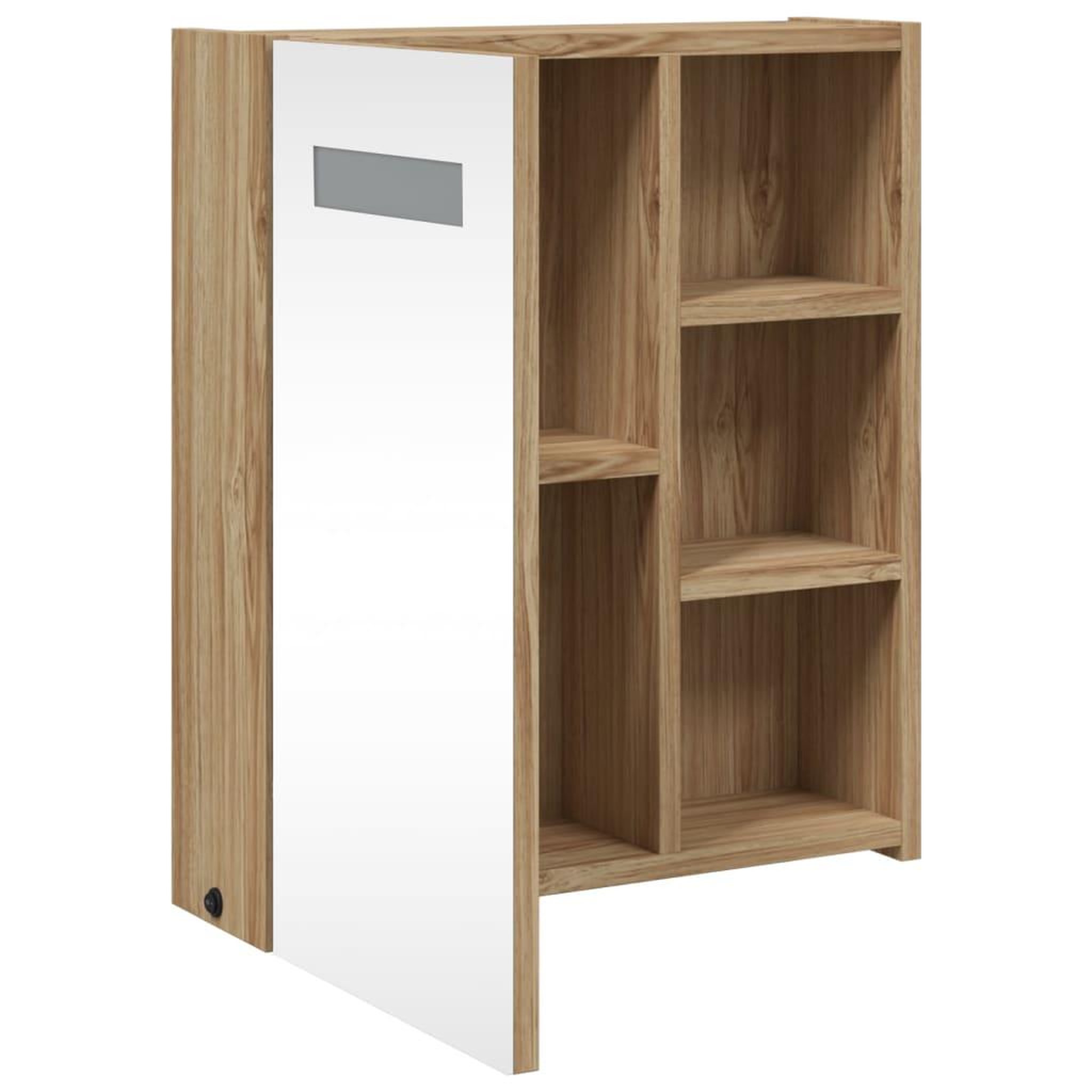 Voir la diapositive 5 : VIDAXL Armoire de salle de bain a miroir avec LED chene 45x13x52 cm