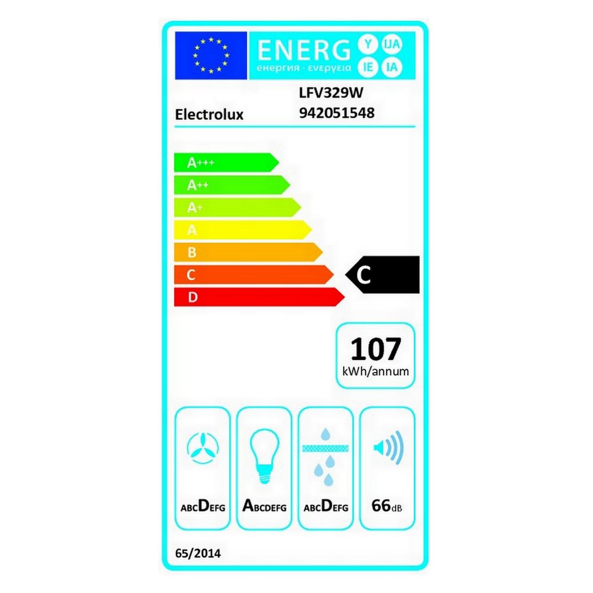 Voir la diapositive 2 : ELECTROLUX Hotte décorative murale 90cm 600m3/h blanc et verre - lfv329w