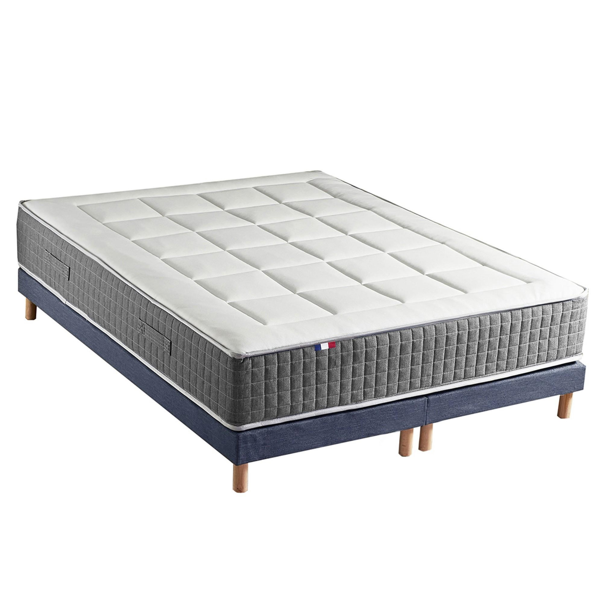 Voir la diapositive 2 : IDLITERIE Ensemble Matelas Ressort 7 zones H.28cm + Sommier Fabriqué en France MAX