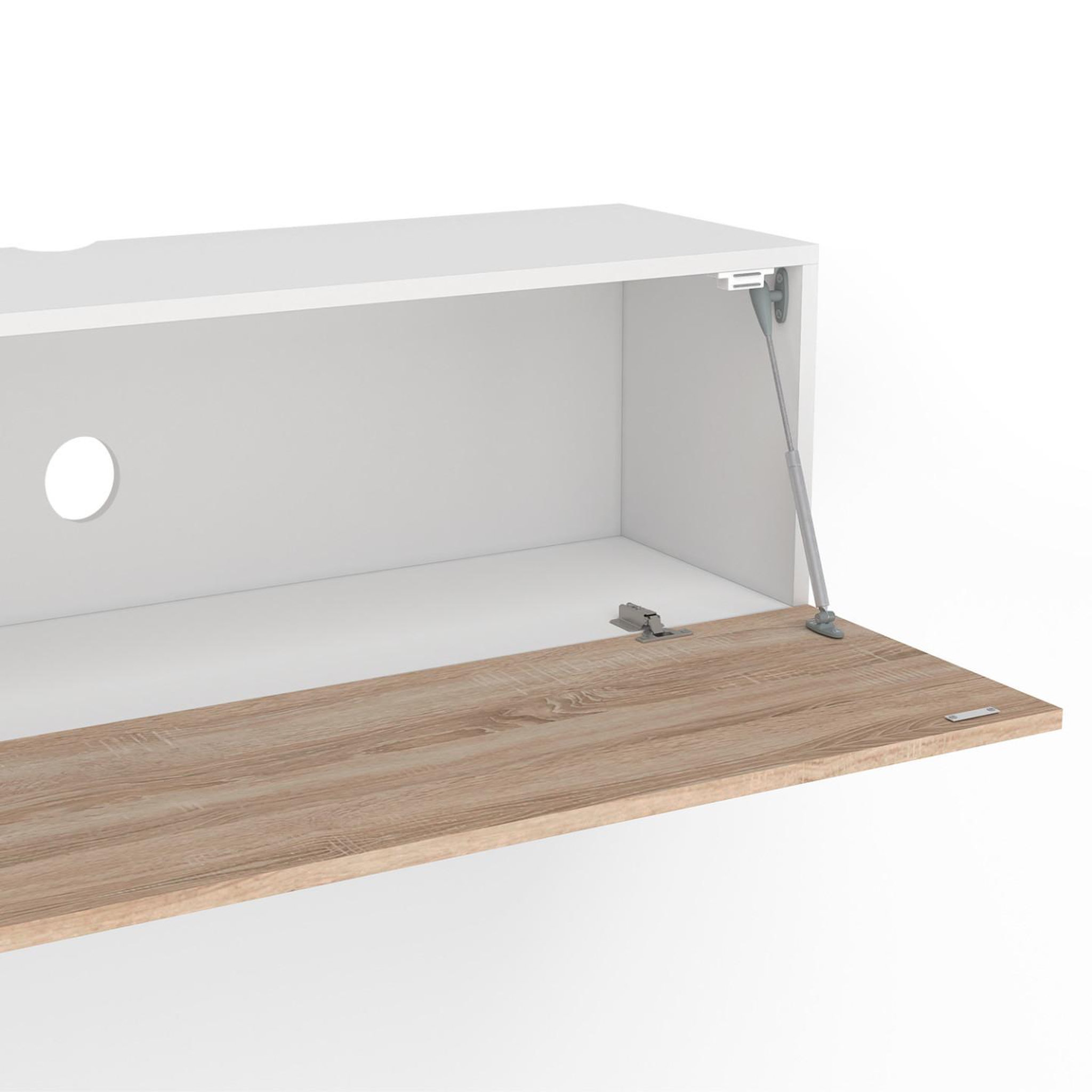Voir la diapositive 6 : ID MARKET Meuble tv 180 cm suspendu elio 2 portes blanc et bois