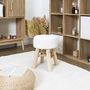 Voir la diapositive 2 : The Home Deco Factory Tabouret en bois et bouclette KARSLAD - Blanc et marron