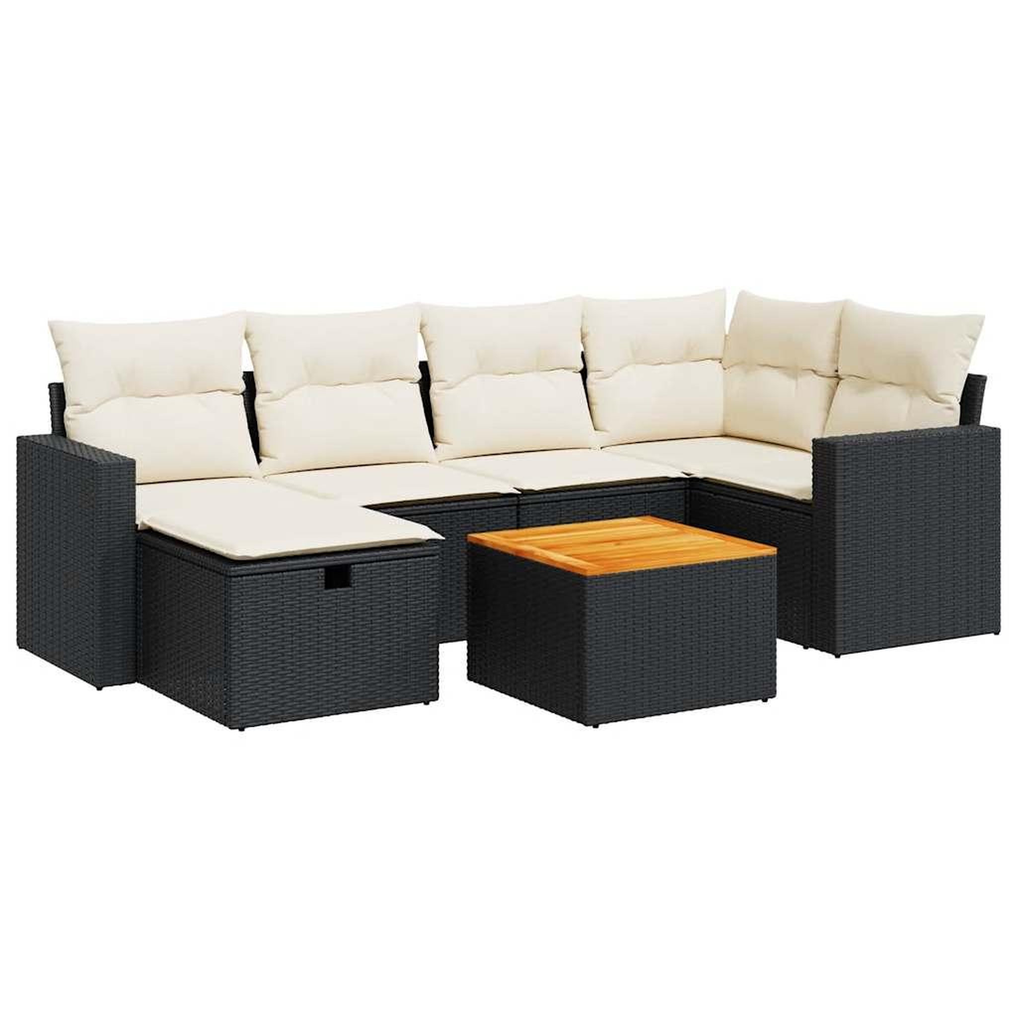Voir la diapositive 2 : VIDAXL Salon de jardin 7 pcs avec coussins noir resine tressee