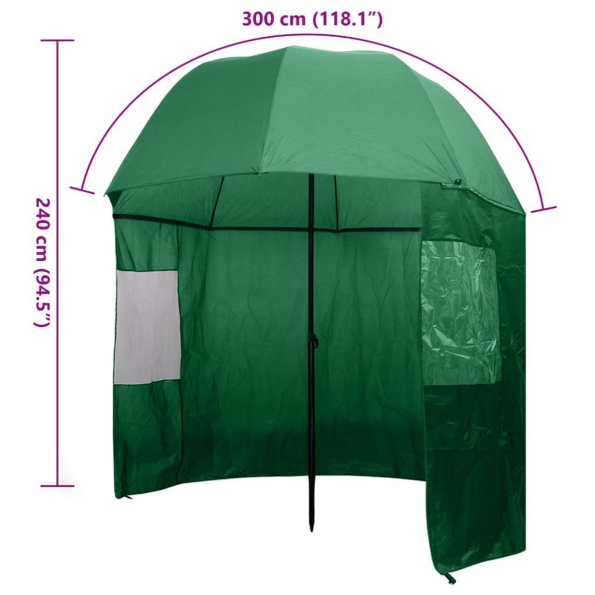 VIDAXL Parapluie de peche Vert 300x240 cm