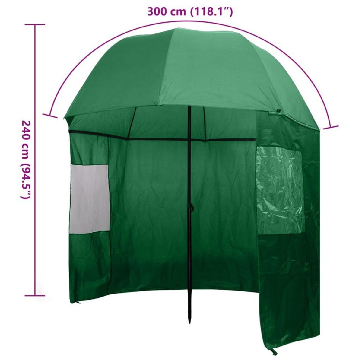 VIDAXL Parapluie de peche Vert 300x240 cm