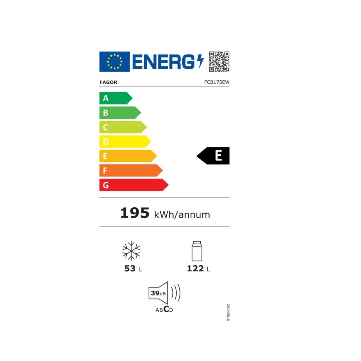 Fagor Réfrigérateur combiné 143cm 175l statique - FCB175EW