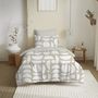 Voir la diapositive 2 : COTON PUR Pack complet housse de couette réversible pour lit 90 x 190 cm Mykonos naturel