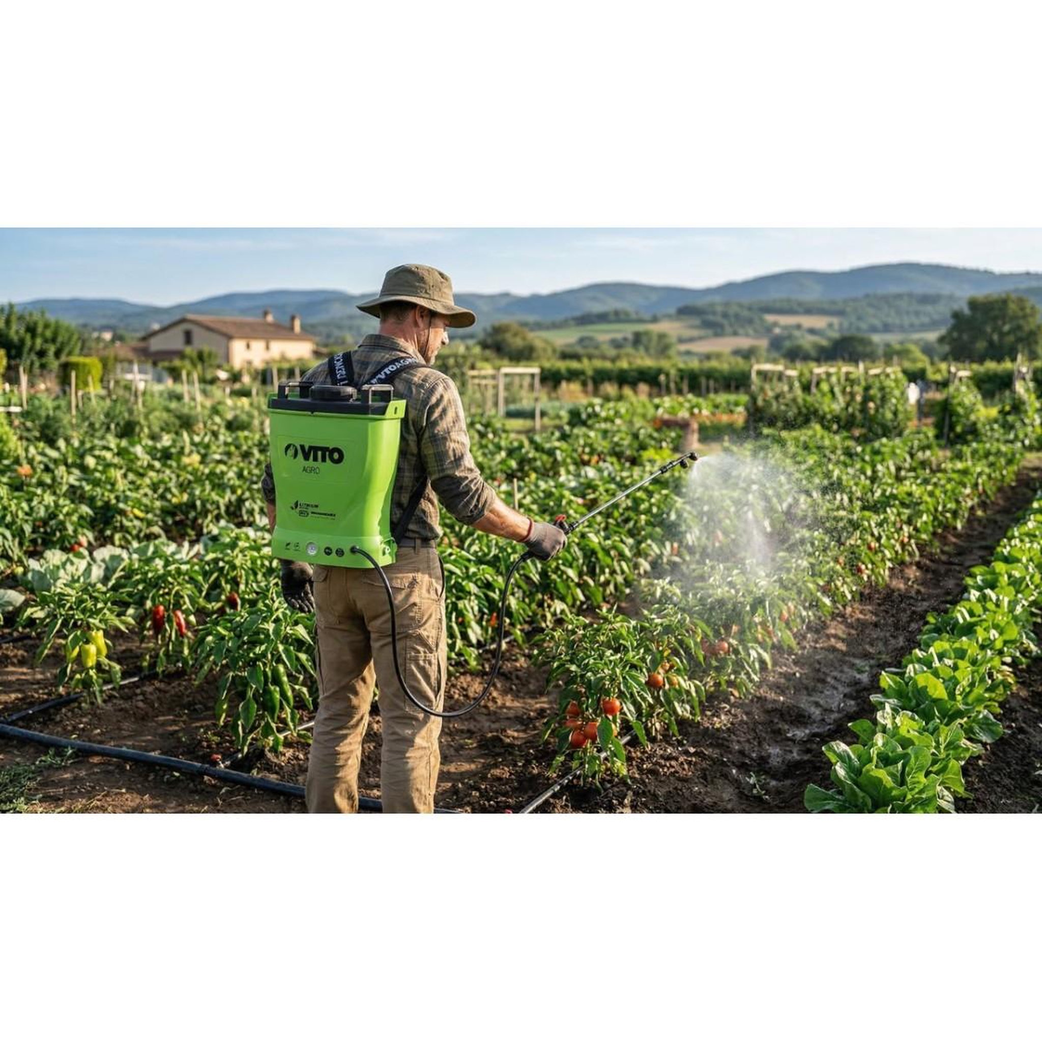 Voir la diapositive 2 : VITO Garden Pulvérisateur electrique à batterie lithium 12v/8ah 16l 6 bars chargeur végetaux jardin toitures vito