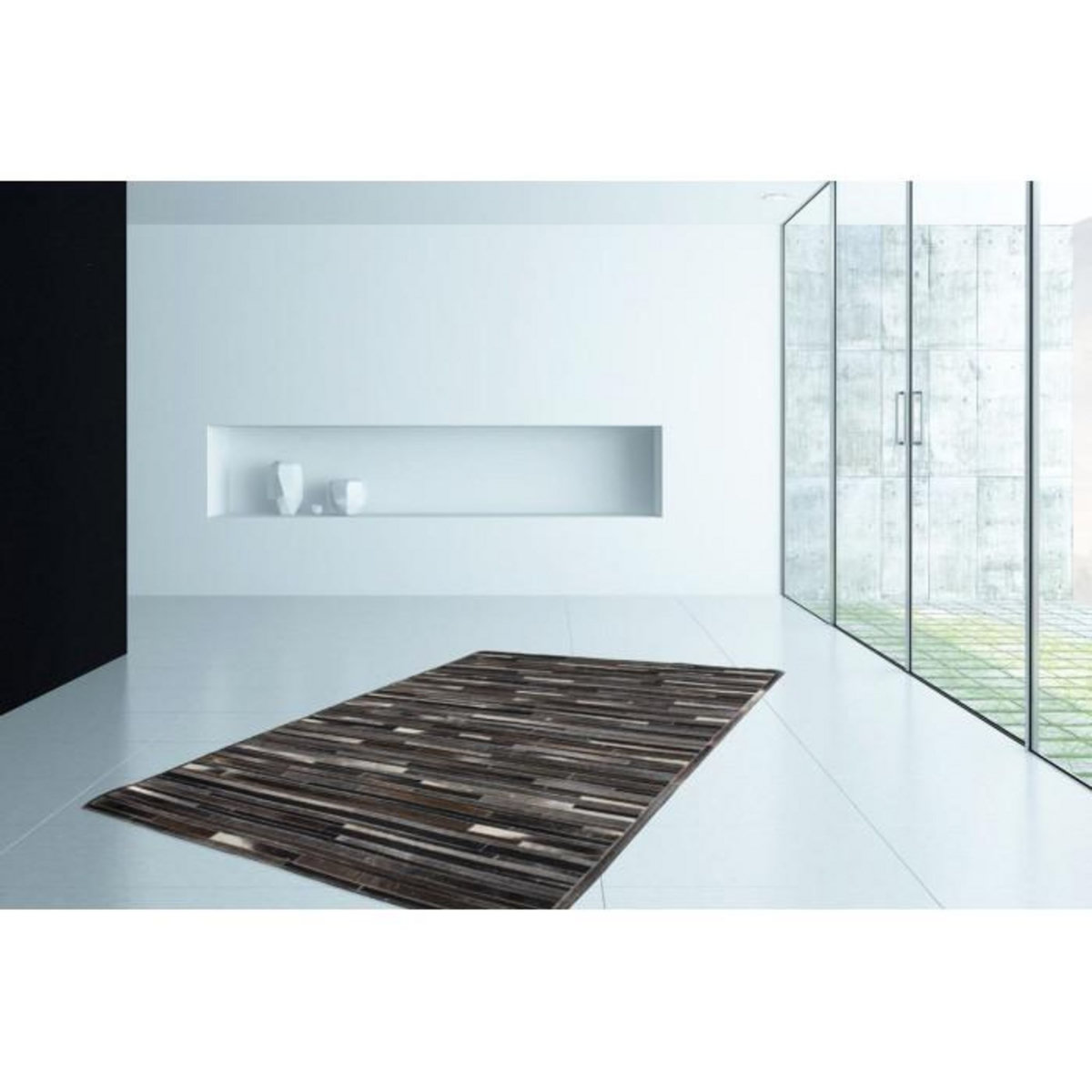 Paris Prix Tapis Tissé en Cuir Fait Main  Lavish  Gris & Marron