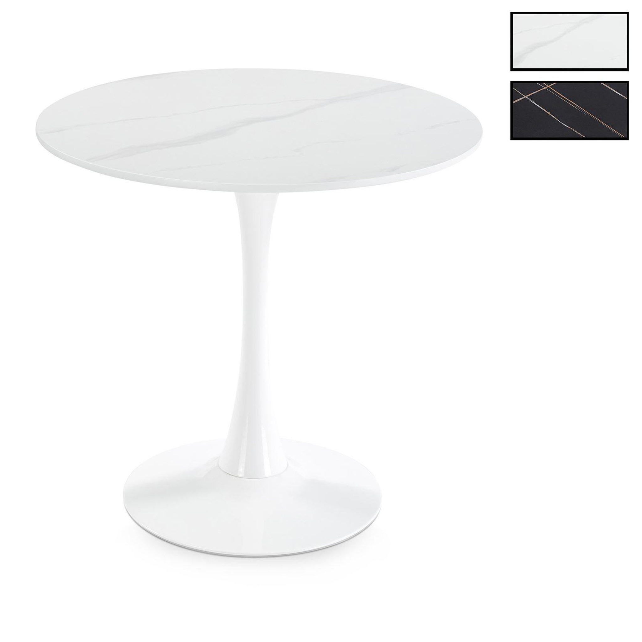 IDIMEX Table à manger ronde loire ø 80 cm en céramique. Coloris disponibles : Noir