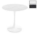IDIMEX Table à manger ronde LOIRE Ø 80 cm en céramique. Coloris disponibles : Noir, Blanc