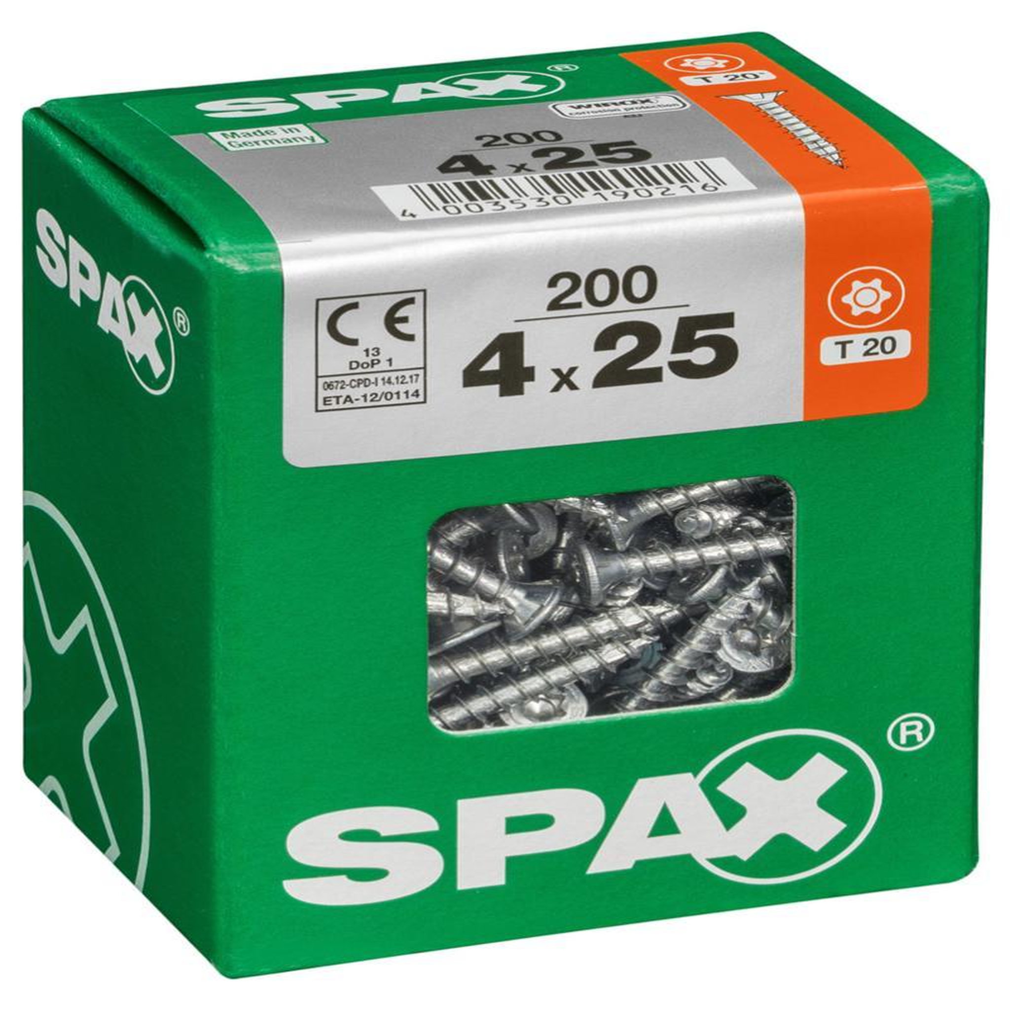CENTRALE BRICO Lot de 200 vis acier tête fraisée torx SPAX, Diam.4 mm x L.25 mm