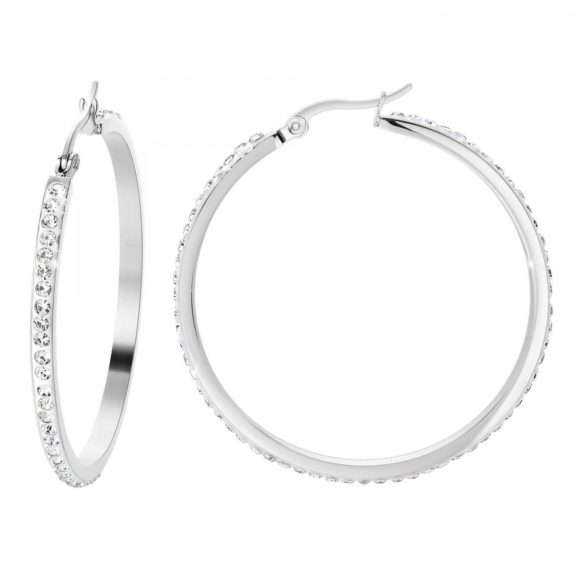 Voir la diapositive 1 : SC CRYSTAL Boucles d'oreilles créoles en acier inoxydable par SC Crystal