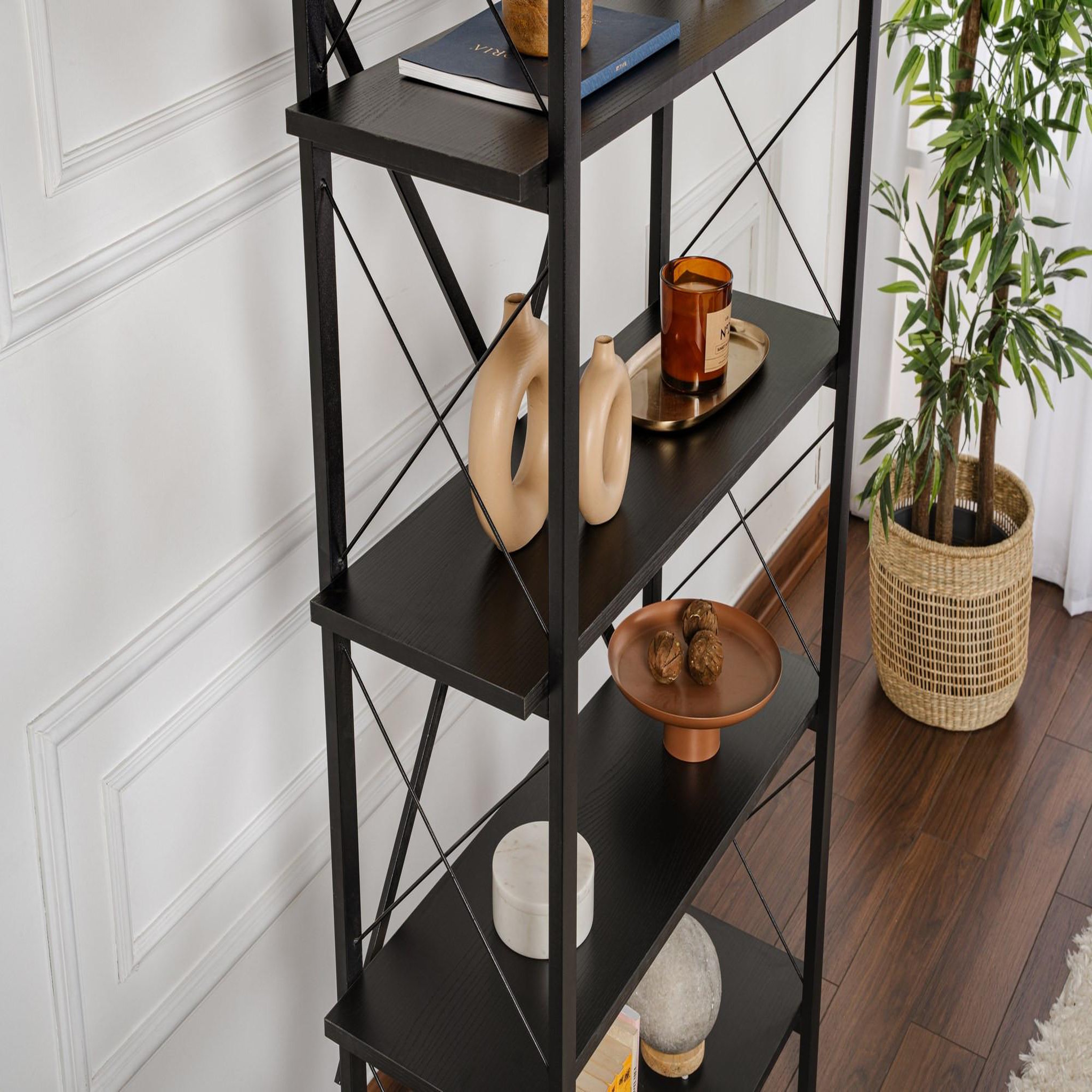 Voir la diapositive 4 : Habitat et Jardin Bibliothèque en bois  Elysian  - 90 x 33 x 180 cm - Bois NoirNoir