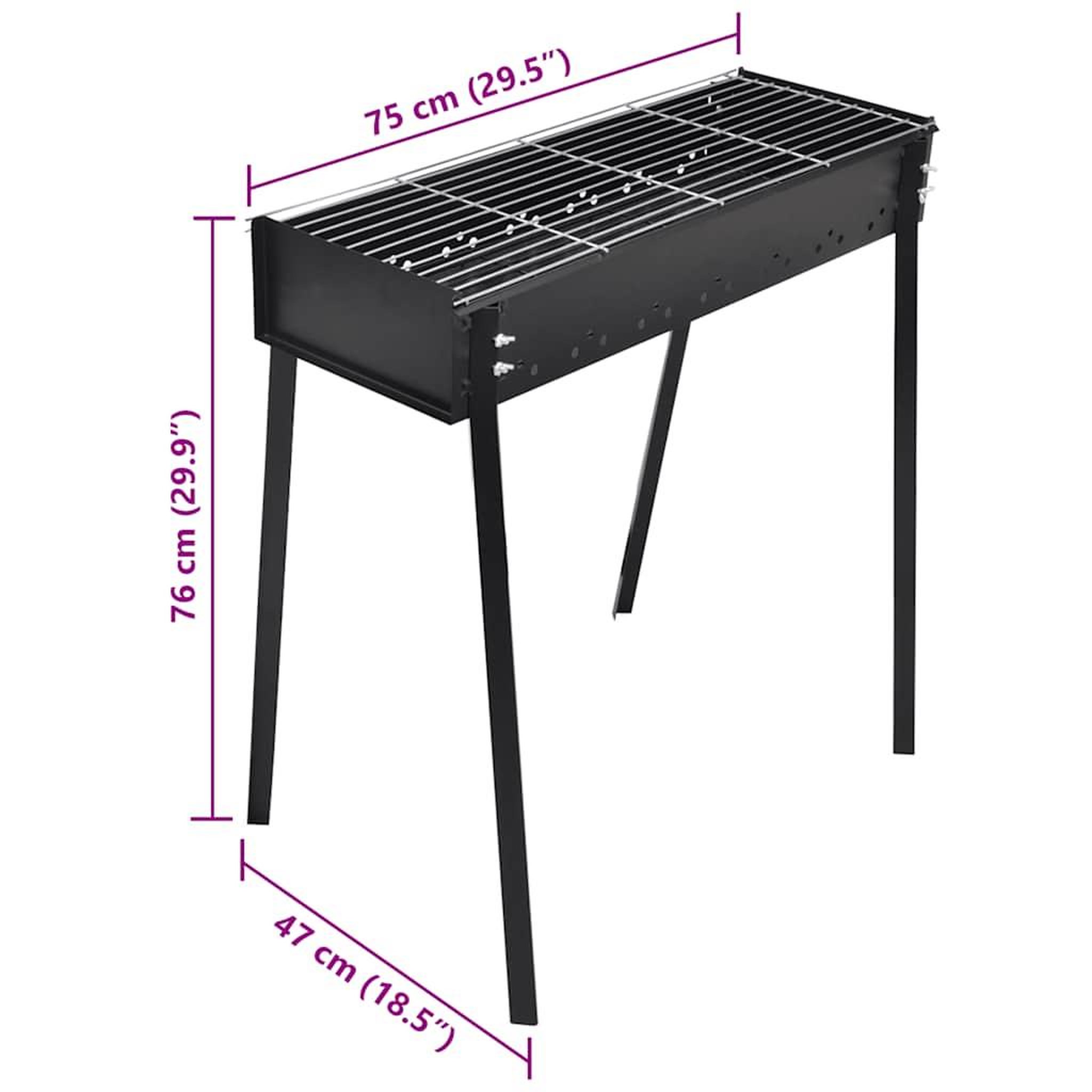 Voir la diapositive 6 : VIDAXL Support de barbecue au charbon de bois Carre 75x28 cm