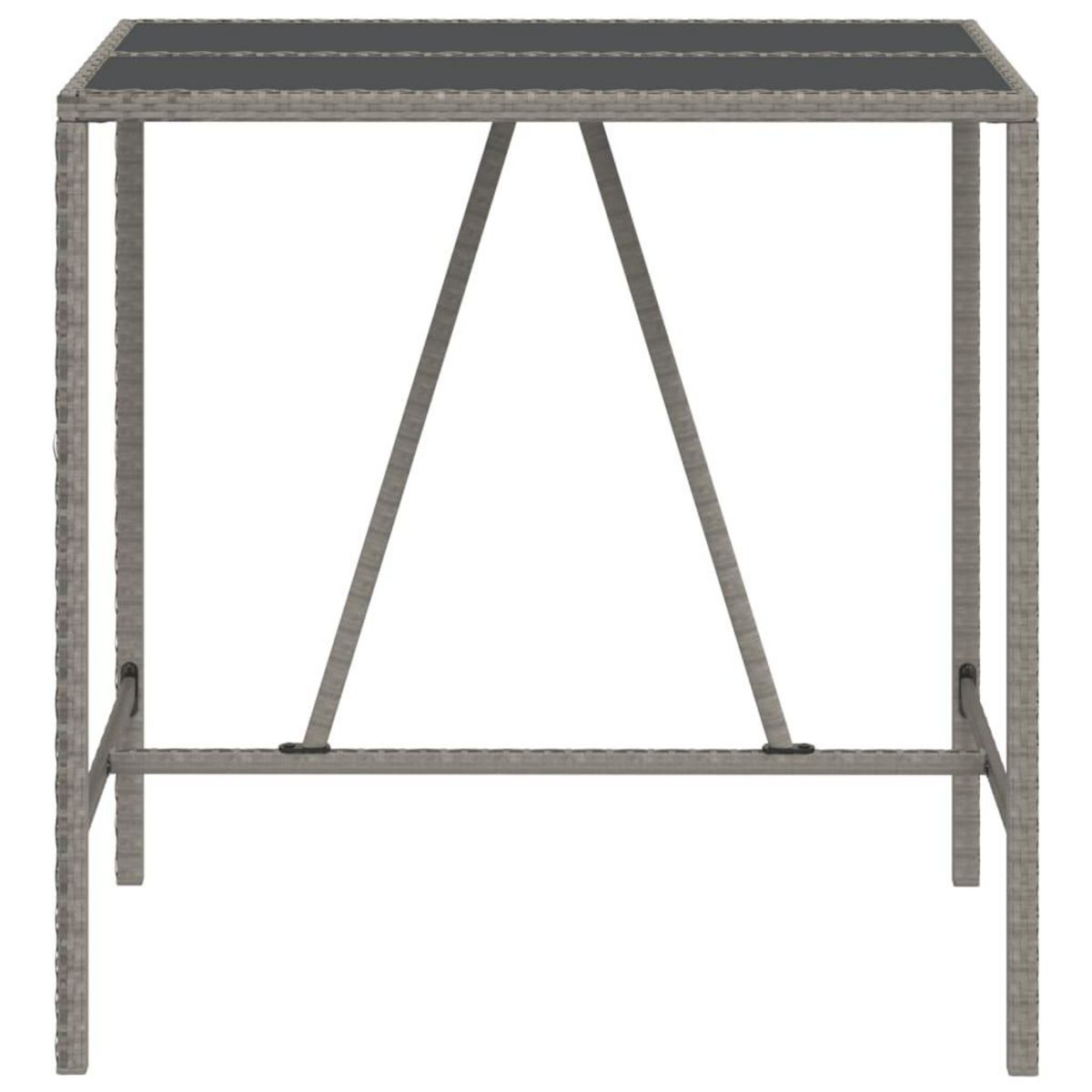 VIDAXL Table de bar et dessus en verre gris 110x70x110 cm poly rotin