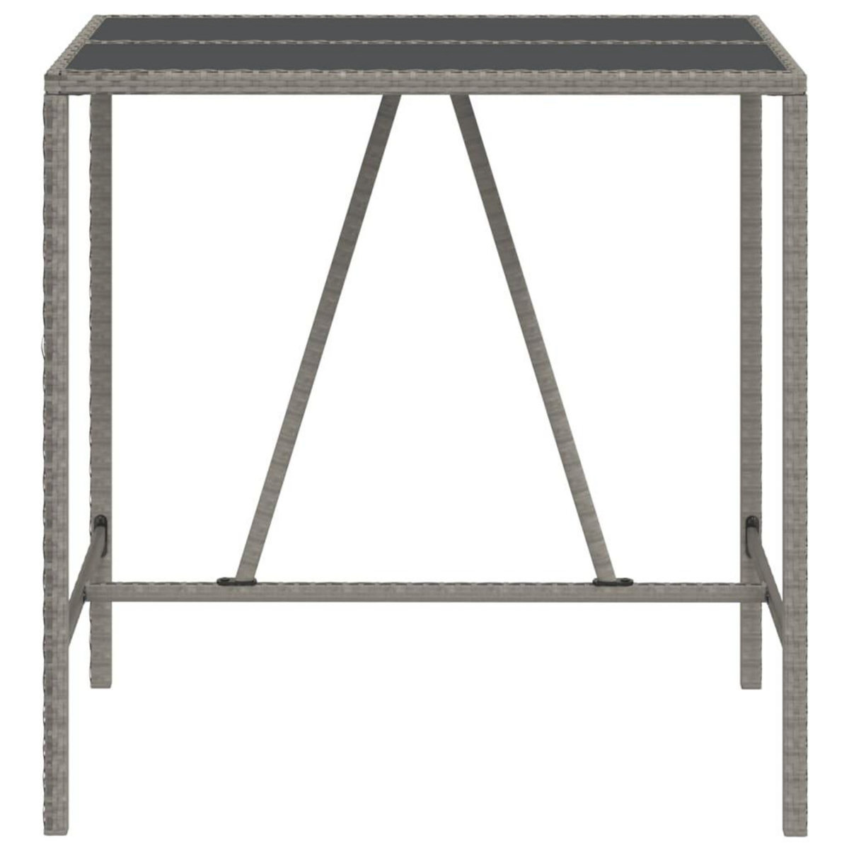 VIDAXL Table de bar et dessus en verre gris 110x70x110 cm poly rotin