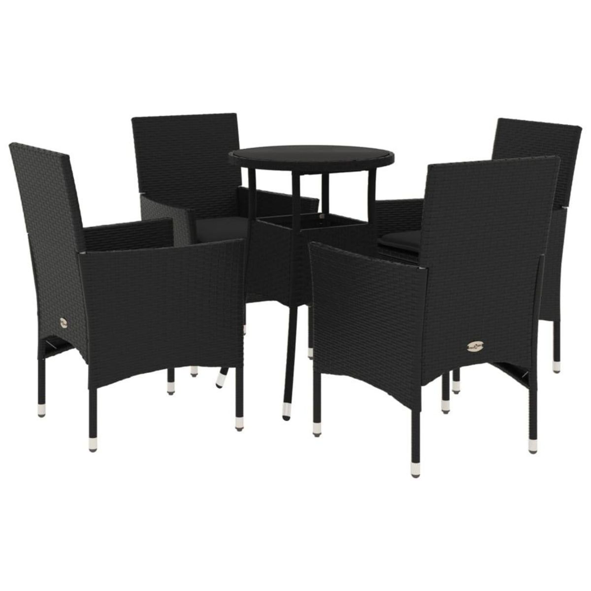 VIDAXL Ensemble a manger de jardin et coussins 5 pcs noir rotin verre