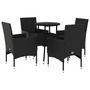 Voir la diapositive 2 : VIDAXL Ensemble a manger de jardin et coussins 5 pcs noir rotin verre