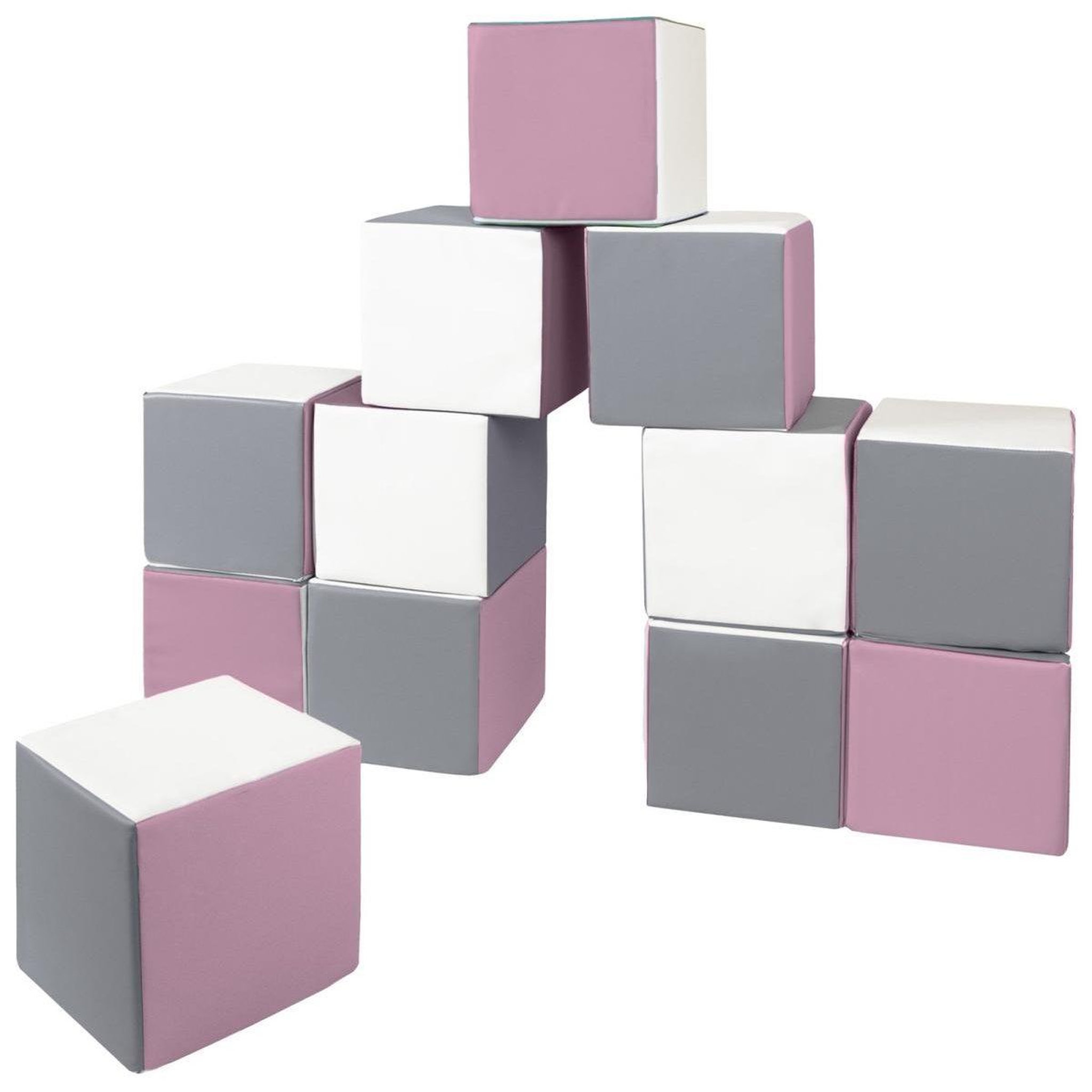 Voir la diapositive 4 : VELINDA Cubes - Lot de 12 blocs en mousse — blanc, gris, violet
