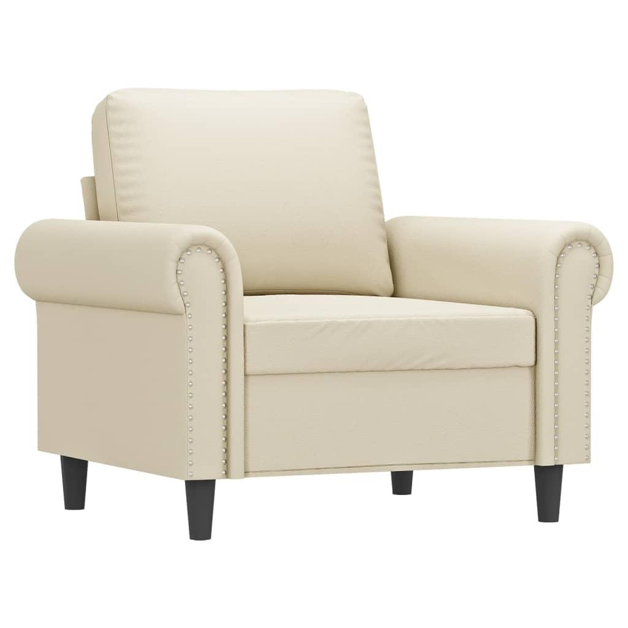 Voir la diapositive 4 : VIDAXL Fauteuil avec repose-pied Creme 60 cm Similicuir