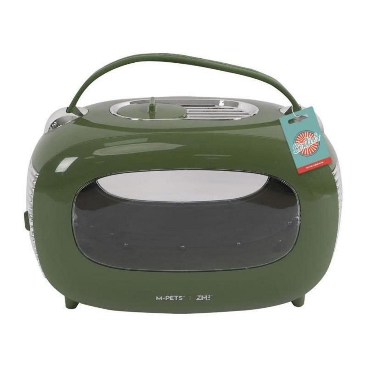 M PETS Caisse de transport - M PETS - SIXTIES Classic - Poignée - Bandouliere - Ouverture latérale - 5 kg max - Vert