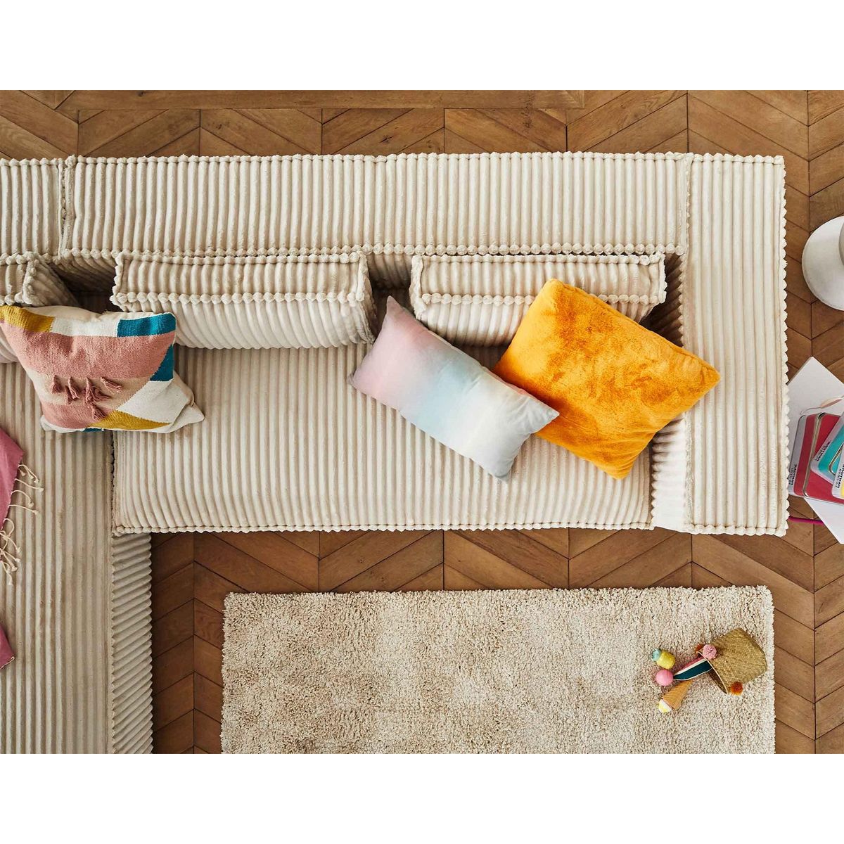 LISA DESIGN Stella - canapé d'angle gauche - 4 places - en velours côtelé grosses côtes