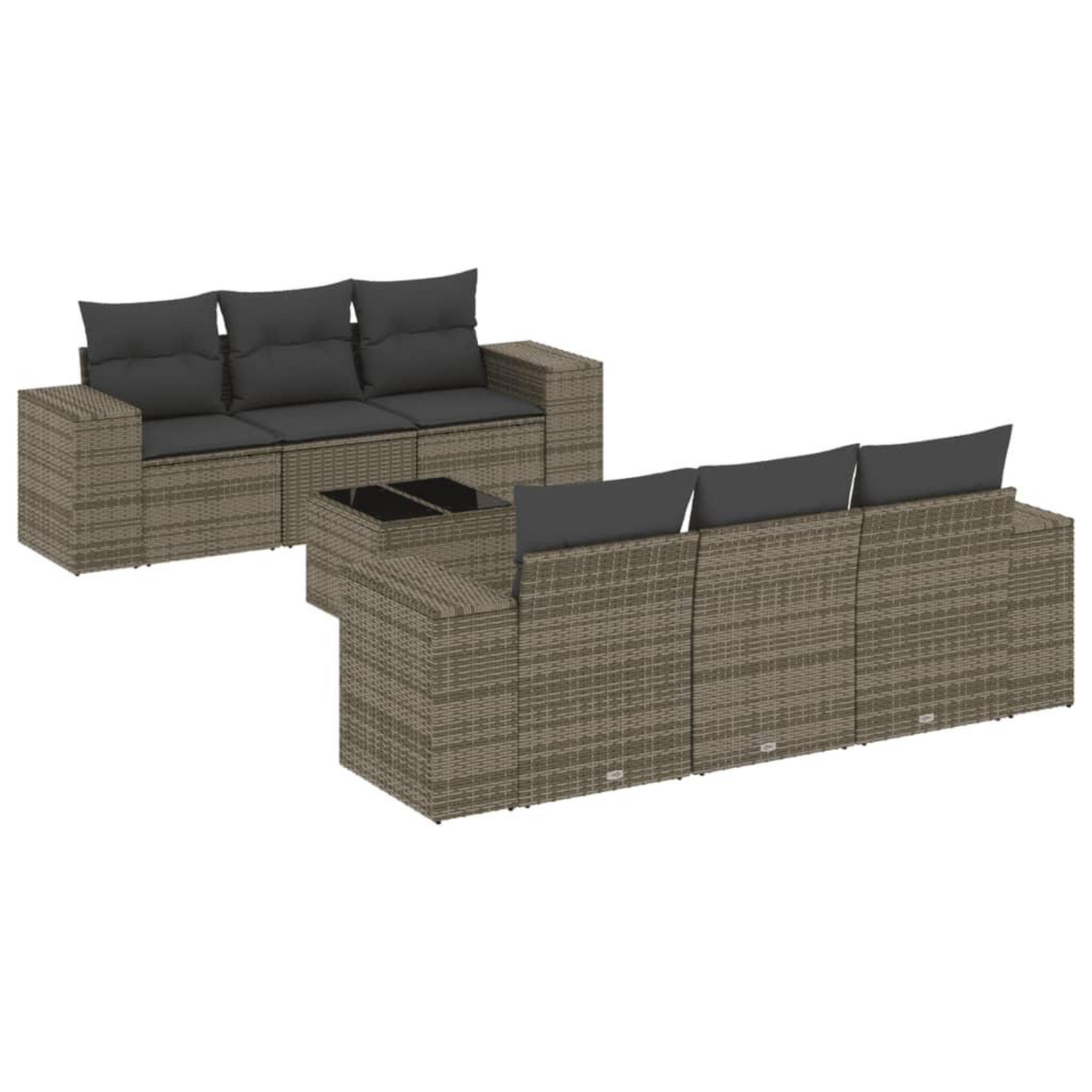 Voir la diapositive 2 : VIDAXL Salon de jardin avec coussins 7 pcs gris resine tressee