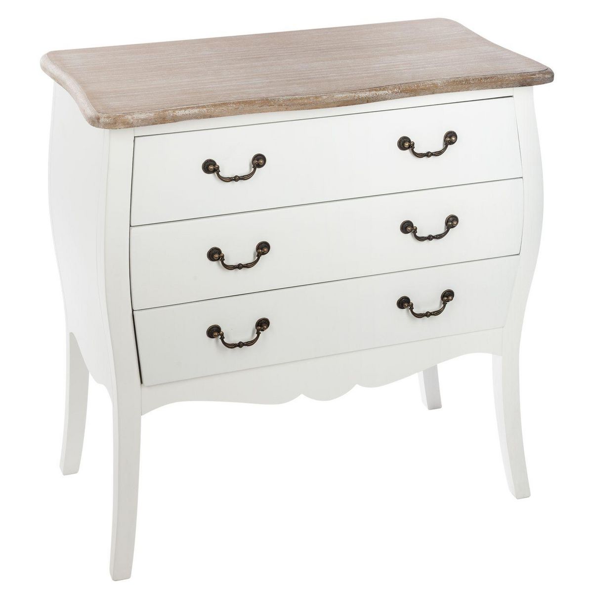 ATMOSPHERA Commode en bois Chrysa - L. 75 x H. 76 cm - Blanc